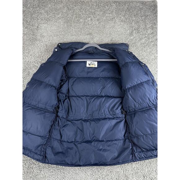 Vintage Woolrich Jacket Mens Small Blue Goose Down Puffer Coat Winter Nylon 90s - Picture 6 of 12